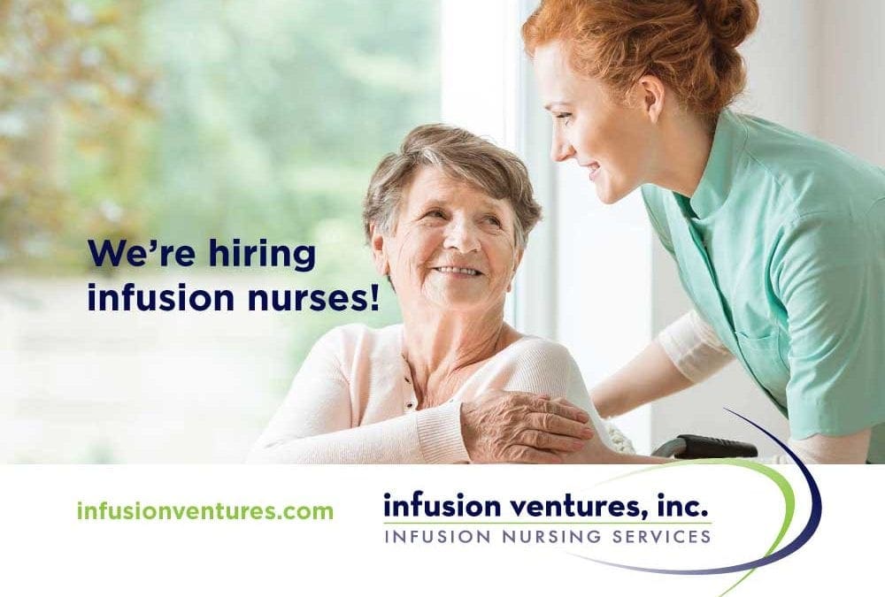 Join the Infusion Ventures team! We have infusion nursing jobs available throughout most of New England. Call us today at (781) 938-7070 to start your career at Infusion Ventures.