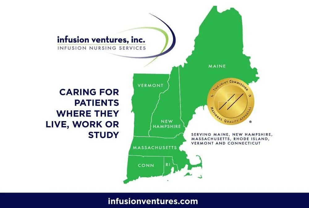Infusion Ventures is a leader in providing specialty infusion nursing services throughout New England including Connecticut, Maine, Massachusetts, New Hampshire, Rhode Island and Vermont.